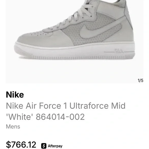 Nike Air Force 1 Ultraforce Gray Mid High-Top Sneakers BNWOT Size 8 - Picture 6 of 6